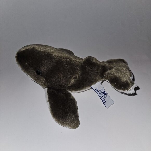 Pacific Life Insurance Humpback Whale Plush Gray/Brown-ish White Ribbed Small 7" - Picture 2 of 8